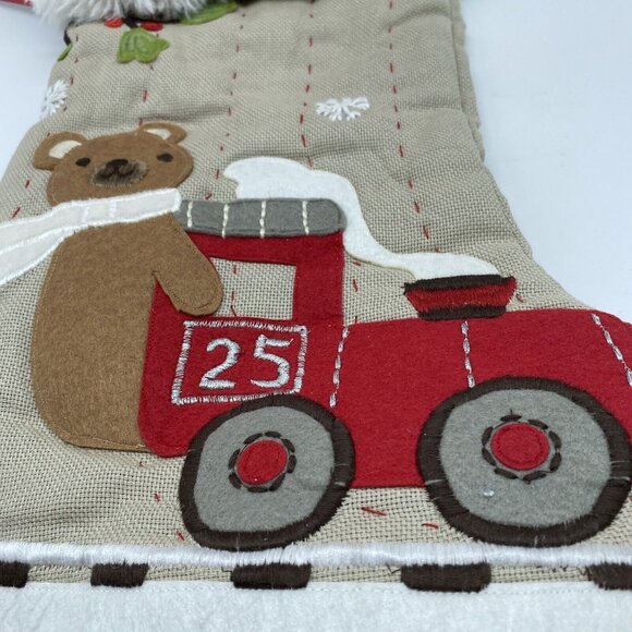 Pottery Barn Kids Jonathan Stocking Santa Train Christmas Holiday Xmas Quilted - Picture 11 of 13
